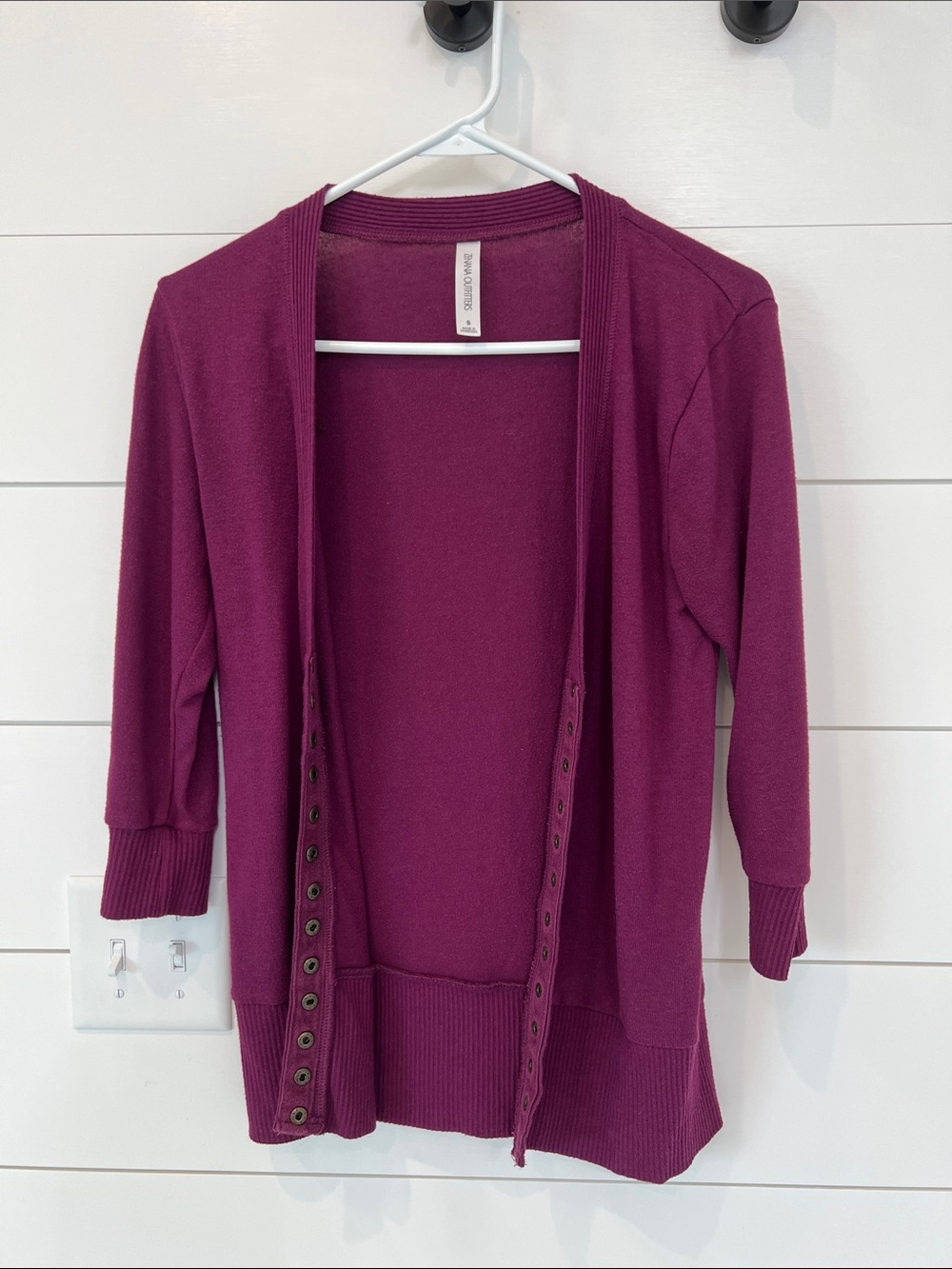Zenana Outfitters Plum Open-Front Cardigan